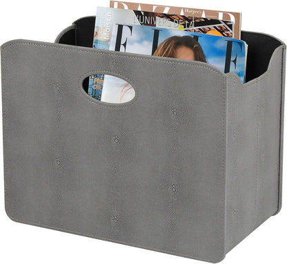 HofferRuffer Magazine Basket Holder, Foldable Magazine Rack, Document File Holder Organizer, File Folder, Newspaper Storage Bin Organizer for Home or Office (Brown)