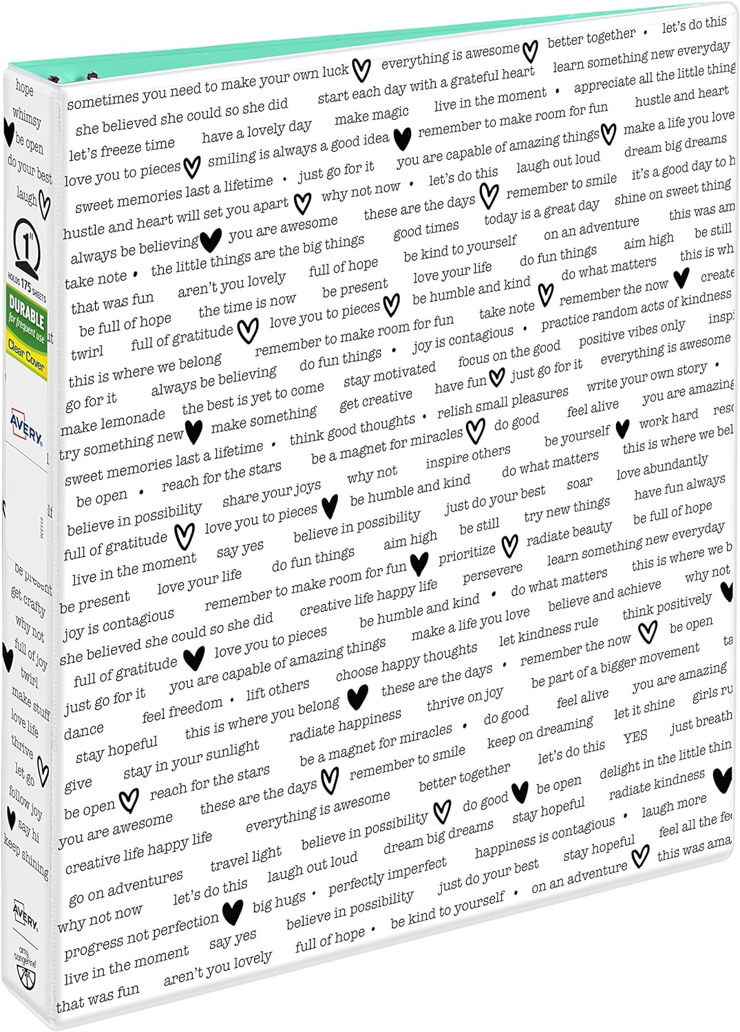 Avery + Amy Tangerine Designer Collection Binder, 1" Round Rings, 175-Sheet Capacity, Find Inspiration (28321)