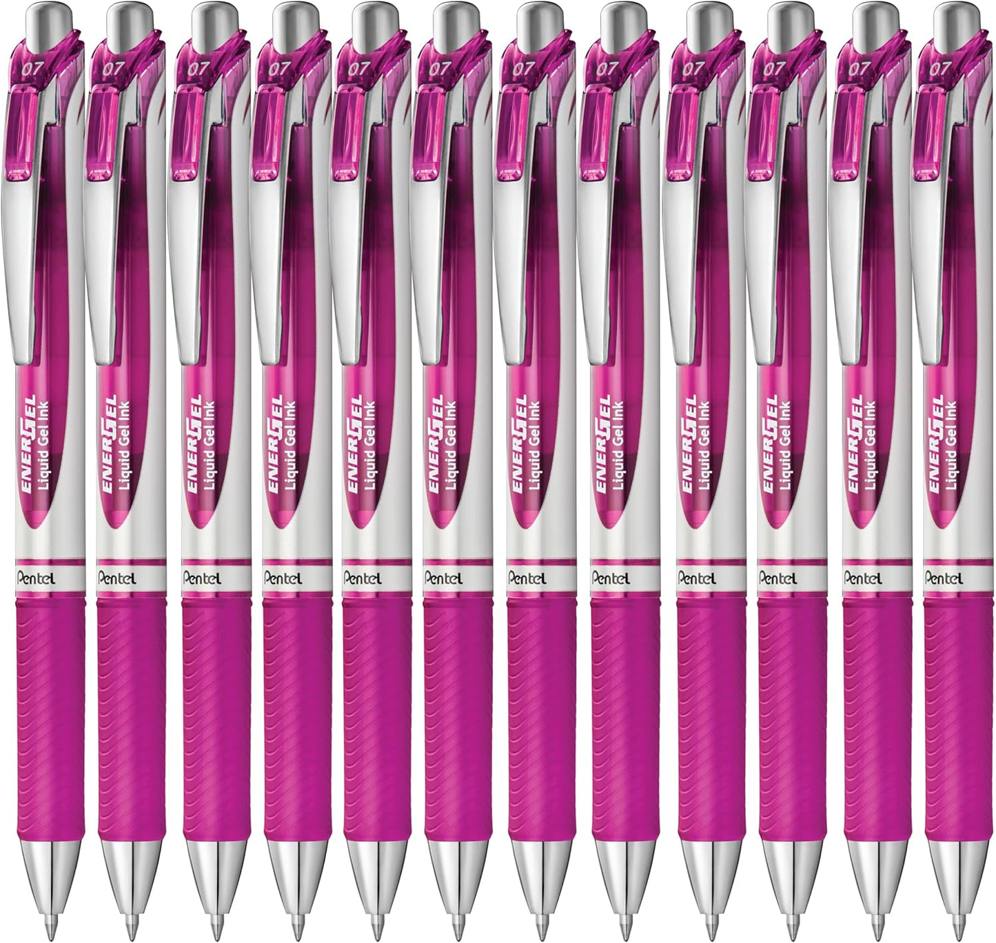Pentel EnerGel RTX Retractable Liquid Gel Pen, (0.7mm) Medium Line, Metal Tip, Black Ink, Box of 12 (BL77-A)
