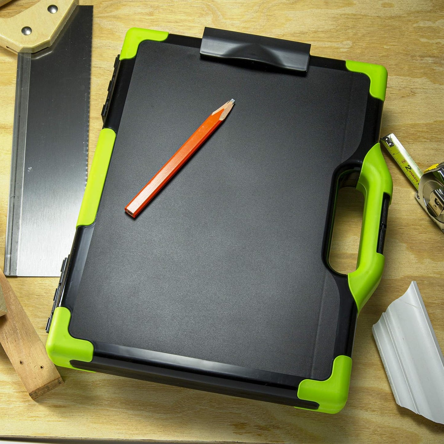 Officemate Carry All Clipboard Storage Box, Letter/Legal Size, Black & Green (83325)