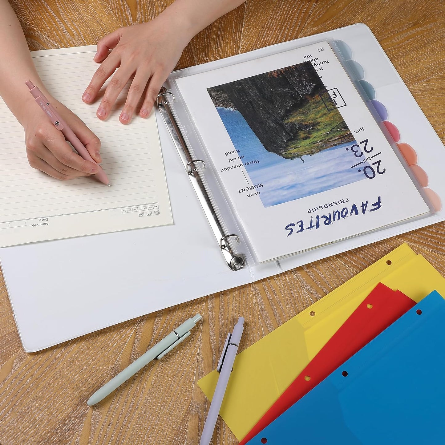 Mr. Pen- Clear Sheet Protectors with Tabs, 8.5x11 Inches, 8 Tabs, 2 Sets, Durable Clear Plastic Dividers for 3 Ring Binders, Insertable Index Page Divider with Multicolor Tabs