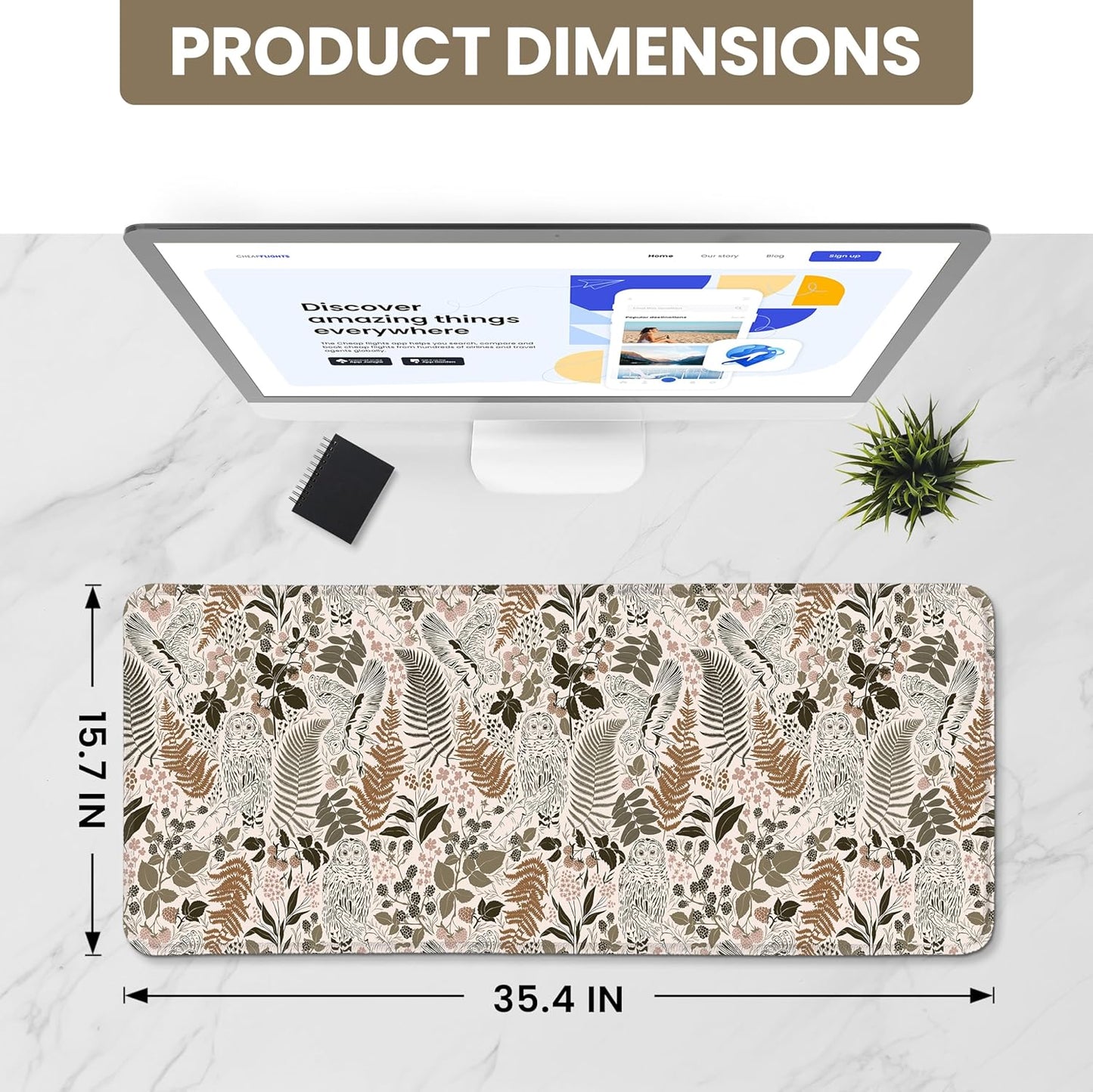 Large Mouse Pad for Desktop, Cute Desk Mat Pad Protector for Work & Gaming, Aesthetic Pretty Anti-Slip Laptop Blotter Cover for Office School Home Supplies, Wildflowers, 31.5" x 11.8"