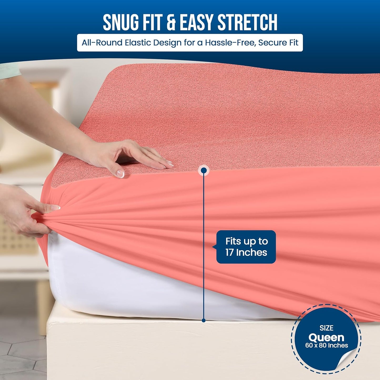 Twin Size Mattress Protector Waterproof, Premium 200 GSM Terry Mattress Cover, Soft & Breathable Bed Cover, Fitted Sheet Style Stretchable Deep Pockets 15" by Utopia Bedding (White)