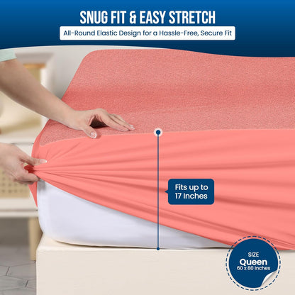 Twin Size Mattress Protector Waterproof, Premium 200 GSM Terry Mattress Cover, Soft & Breathable Bed Cover, Fitted Sheet Style Stretchable Deep Pockets 15" by Utopia Bedding (White)