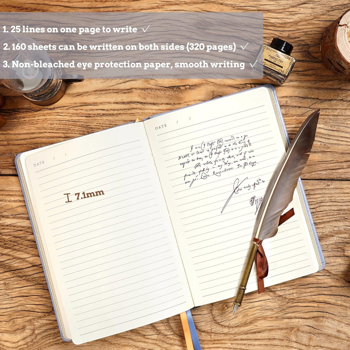 CAGIE 320 Pages Thick Hardcover Journaling Notebooks Vintage Leather Journal for Women Men A5 College Ruled Journals for Writing with Gift Box, 5.7 x 8.3 in, Blue