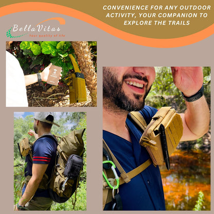 Tactical Molle Pouch Small Notebook Cover EDC Utility Bag Tool Pouch Gadget Organizer Military Waist Bag with US Flag Patch, 3”x5” Waterproof Notepad Pocket Notebook and Weatherproof Pen