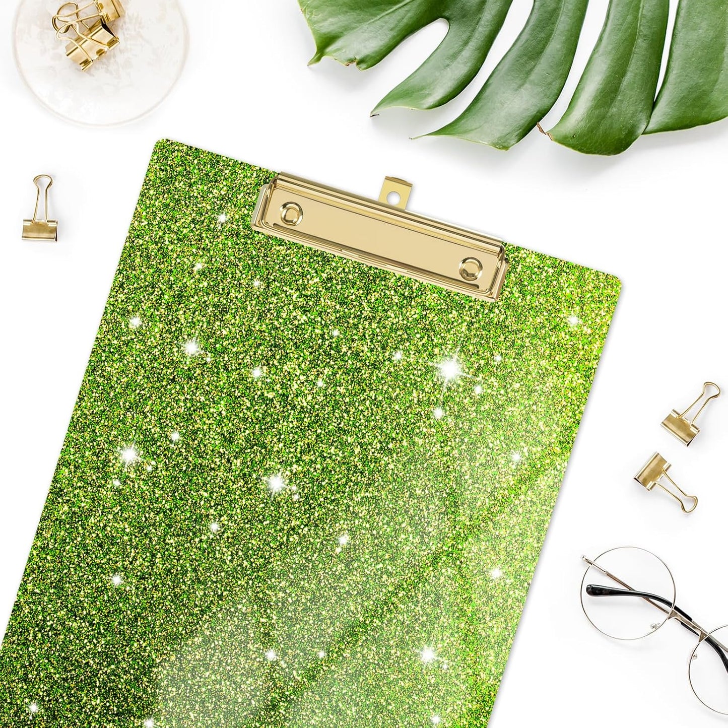 Rimilak Acrylic Glitter Clipboards, Sparkly Board with Low Profile Gold Clip, Designed for Classroom School and Office Use, A4 Letter Size 9 x 12.5 in, Pink