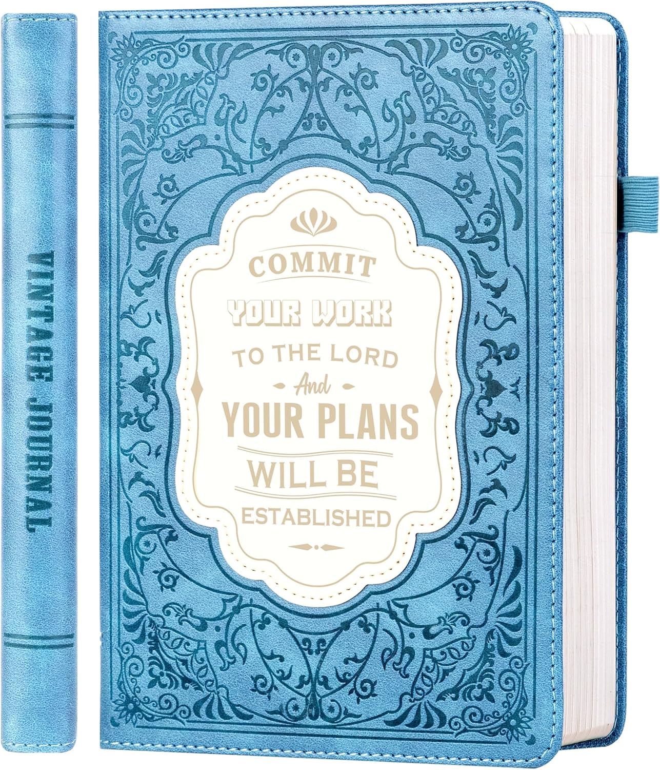 MINICAGIE Journal Notebook for Men Women Gifts Hardcover Leather Mens Journals for Writing 288 Pages 100 Gsm Paper Thick Journaling Notebooks for Work Diary, 5.7x8.3 In, Blue
