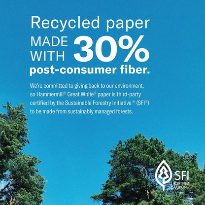 Hammermill Printer Paper, Great White 30% Recycled Paper, 8.5 x 11 - 3 Ream (1,500 Sheets) - 92 Bright, Made in the USA