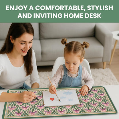 Large Mouse Pad for Desktop, Cute Desk Mat Pad Protector for Work & Gaming, Aesthetic Pretty Anti-Slip Laptop Blotter Cover for Office School Home Supplies, Wildflowers, 31.5" x 11.8"