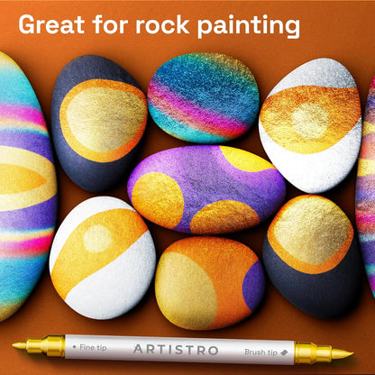 ARTISTRO 36 Acrylic Paint Markers - Paint Pens for Drawing, Brush + Fine Tips - For Fabric, Rock, Glass, Wood, DIY - Art & Craft Supplies for Adults, Teens, Kids - Teacher Appreciation Gift