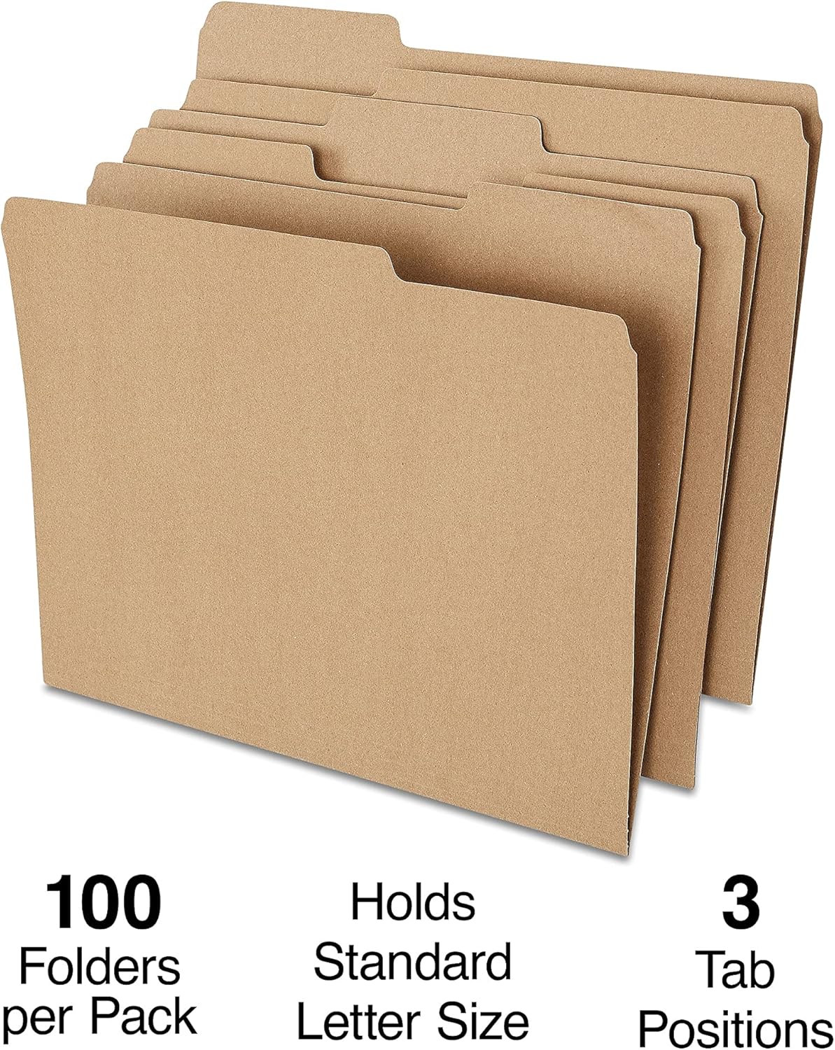 Staples File Folders, Letter Size, 1/3‑Cut Tabs, Purple, Durable 10.5‑Point Paper Stock, 100/Pack