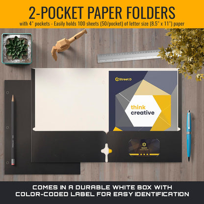 Better Office Products Two Pocket Portfolio Folders, 50-Pack, RED, Letter Size Paper Folders, 50 Pieces, Red