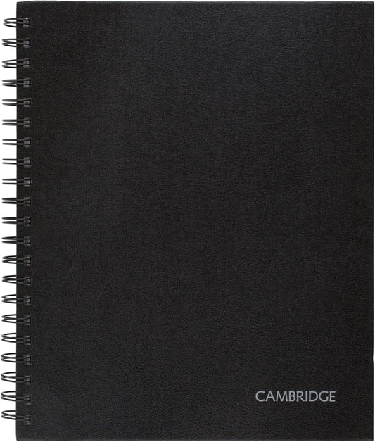 Cambridge Limited Business Notebook, Legal Ruled Paper, 8-1/4" x 11", 96 Sheets, Hardcover, Pockets, Wirebound, Black (06100)