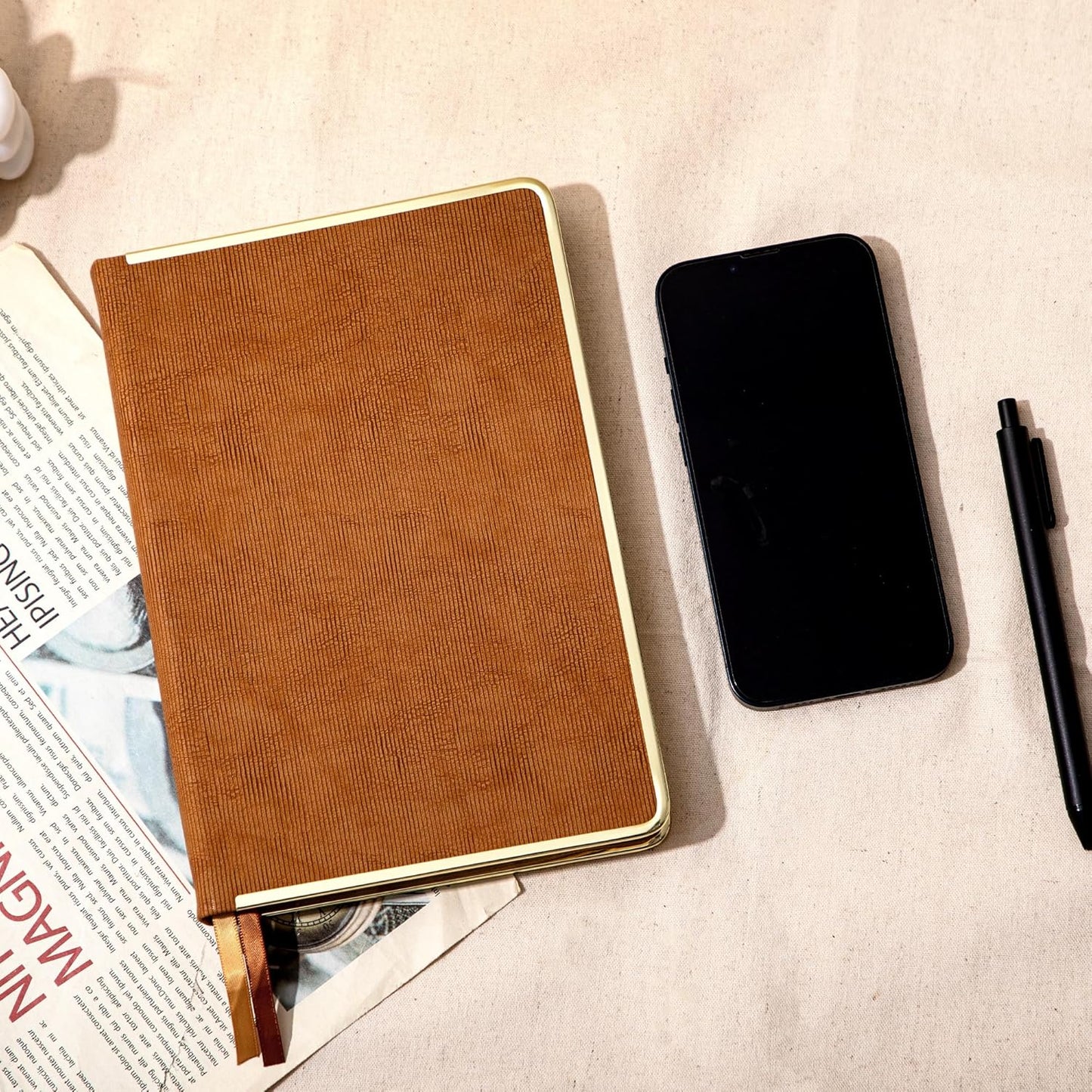 CAGIE Lined Journal for Men Women, Tree Growth Ring Leather Bound Journal Notebook, 256 Pages 100 GSM Journals for Writing, A5 Hardcover Journaling Notebooks for Work, Note Taking