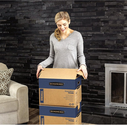 Bankers Box Large Prime Moving Box 6 Pack, Reinforced Handles, Tape-Free Assembly, Attached Lid, 18-in x 18-in x 24-in (0062904)