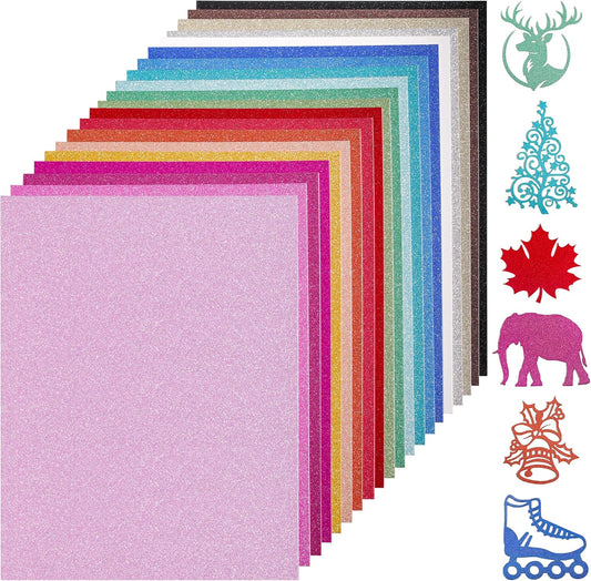 50 Sheets A5 Size 25 Colors Glitter Cardstock Paper - 250gsm/92lb Heavy Weight Thick Colored Sparkle Card Stock for Crafts DIY Projects Card Making Birthday Wedding Decoration UAP21A5050