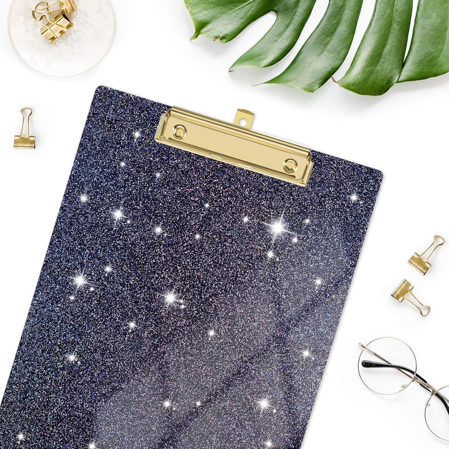 Rimilak Acrylic Glitter Clipboards, Sparkly Board with Low Profile Gold Clip, Designed for Classroom School and Office Use, A4 Letter Size 9 x 12.5 in, Pink