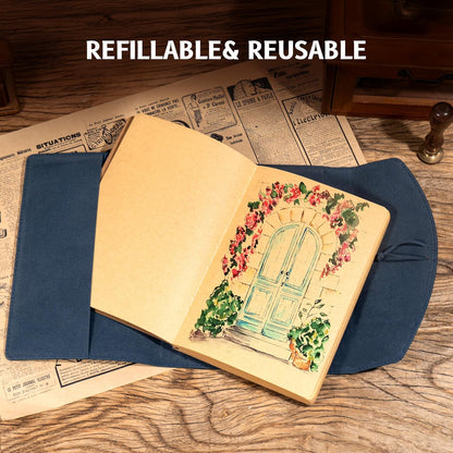 MINICAGIE Journal Notebook for Men Women Gifts Hardcover Leather Mens Journals for Writing 288 Pages 100 Gsm Paper Thick Journaling Notebooks for Work Diary, 5.7x8.3 In, Blue