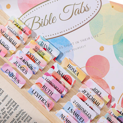 Laminated Bible Tabs, Gold Foil Embossed Lettering Bible Chapter Index Tabs for Women Men, Reposition Large Print Sticky Labels, Easy to Read and Apply, 105Chapters Labels for Easy Navigation (Black)