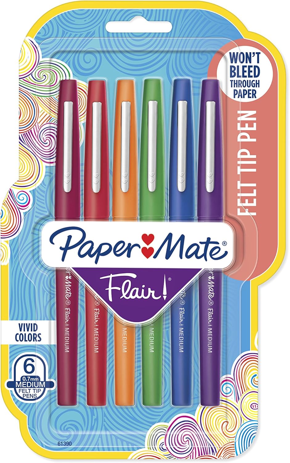 Paper Mate Flair Felt Tip Pens, Medium Point (0.7mm), Limited Edition Candy Pop Pack, 6 Count