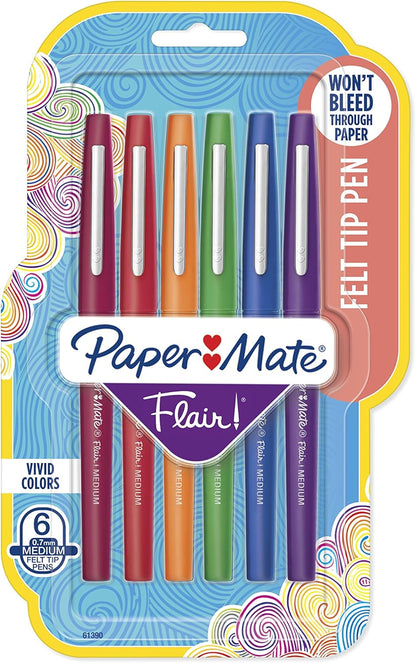 Paper Mate Flair Felt Tip Pens, Medium Point (0.7mm), Limited Edition Candy Pop Pack, 6 Count