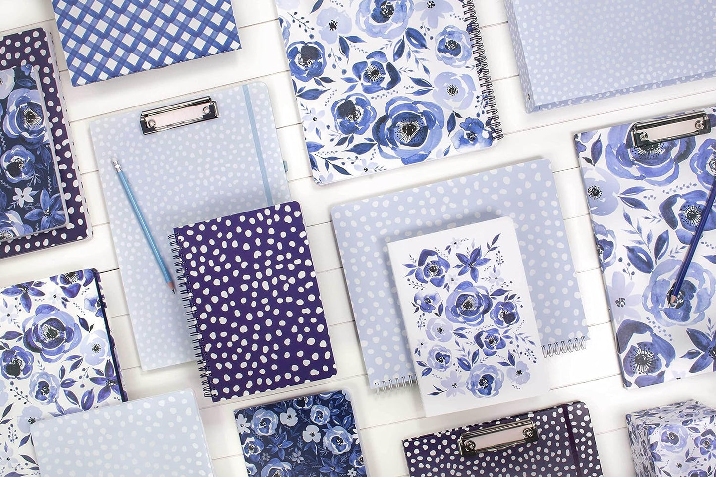 Steel Mill & Co Cute Clipboard Folio with Refillable Lined Notepad and Interior Storage Pocket, Floral Padfolio for Work, Garden Blooms Cream