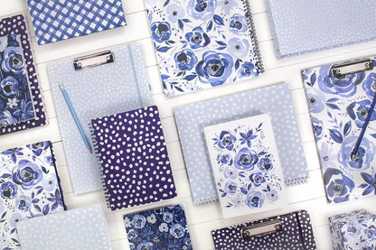 Steel Mill & Co Cute Clipboard Folio with Refillable Lined Notepad and Interior Storage Pocket, Floral Padfolio for Work, Garden Blooms Cream
