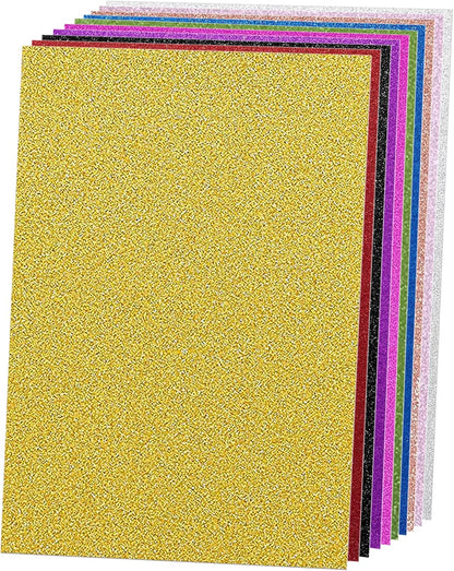 SALEMAR 250 GSM Glitter Cardstock Glitter Paper, 10 Color Sparkling Craft Paper for Scrapbook and Craft Projects, 8.3 x 11.7 Inches(Multicolor)