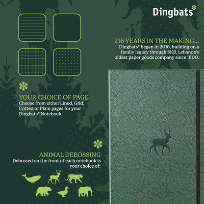 Dingbats* - Wildlife Lined Extra Large A4 Notebook - PU Leather Hardcover Journal for Work, Writing - Pocket, Elastic Closure, Pen Holder, Bookmark