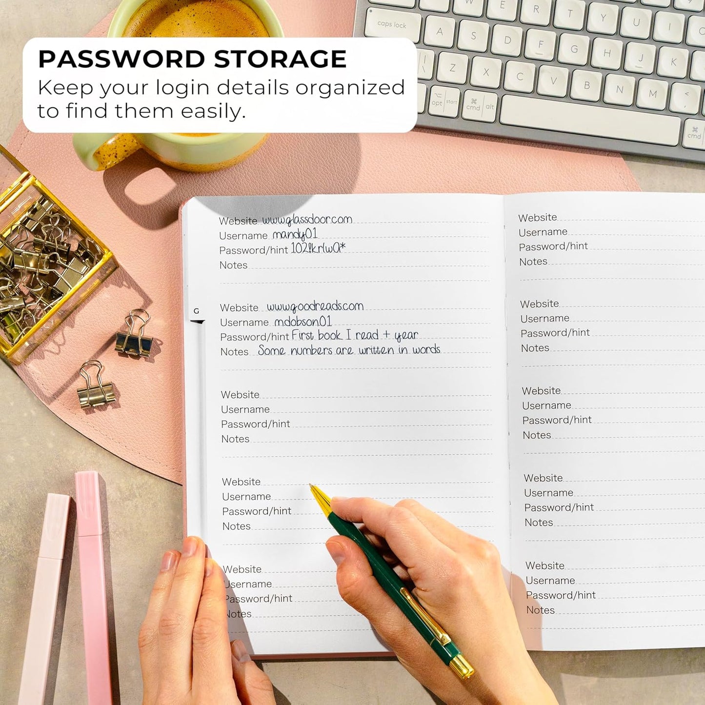 Clever Fox Password Book with alphabetical tabs. Internet Address Organizer Logbook. Small Pocket Password Keeper for Website Logins (Orange)