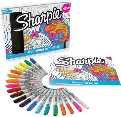 Sharpie Permanent Markers | Fine Point for Bold Details | BlackBlueRed and Green Ink Colours | 4 Marker Pens