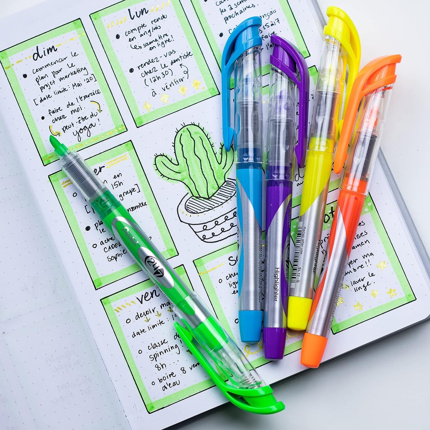 Pentel Highlighters, Chisel Point, Bleed Resistant, Light Green (PENSL12K)