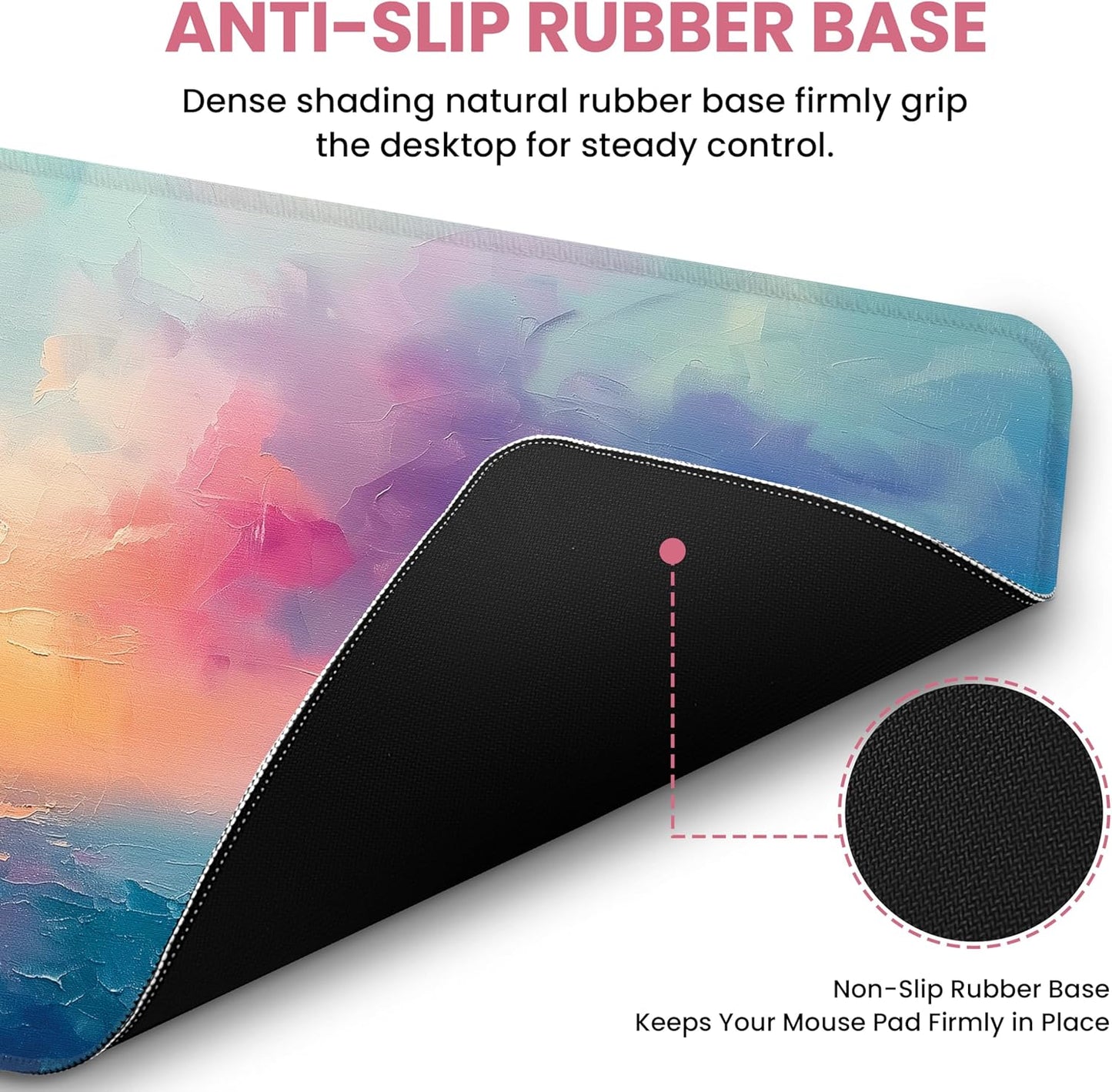 Large Mouse Pad for Desktop, Cute Desk Mat Pad Protector for Work & Gaming, Aesthetic Pretty Anti-Slip Laptop Blotter Cover for Office School Home Supplies, Wildflowers, 31.5" x 11.8"