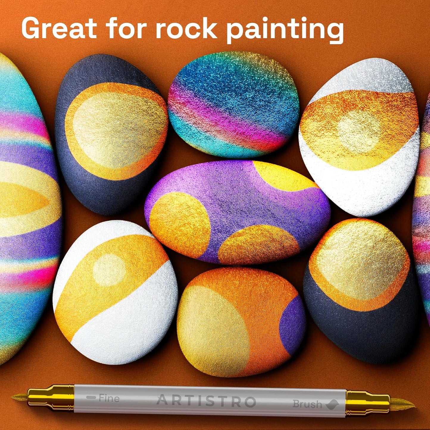 ARTISTRO 36 Acrylic Paint Markers - Paint Pens for Drawing, Brush + Fine Tips - For Fabric, Rock, Glass, Wood, DIY - Art & Craft Supplies for Adults, Teens, Kids - Teacher Appreciation Gift