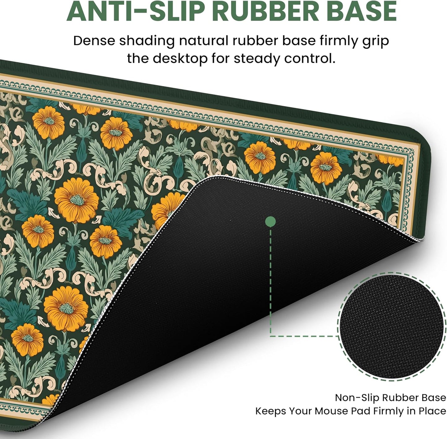 Large Mouse Pad for Desktop, Cute Desk Mat Pad Protector for Work & Gaming, Aesthetic Pretty Anti-Slip Laptop Blotter Cover for Office School Home Supplies, Wildflowers, 31.5" x 11.8"