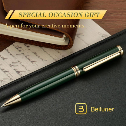BEILUNER Luxury Gel Pen with 24K Gold Finish, Black Piano Lacquer, Luxury Grade Craftsmanship, Best Pen Gift Set for Men and Women, Professional, Executive, Office, Retractable Nice Pens