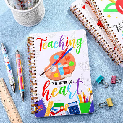 Resurhang 6 Pack A5 Composition Notebook Marble Spiral Notebooks Preppy Cute Aesthetic Hardcover Ruled Composition Books with Ballpoint Pens for School Day Classroom Prize, 5.8 x 8.3 Inch