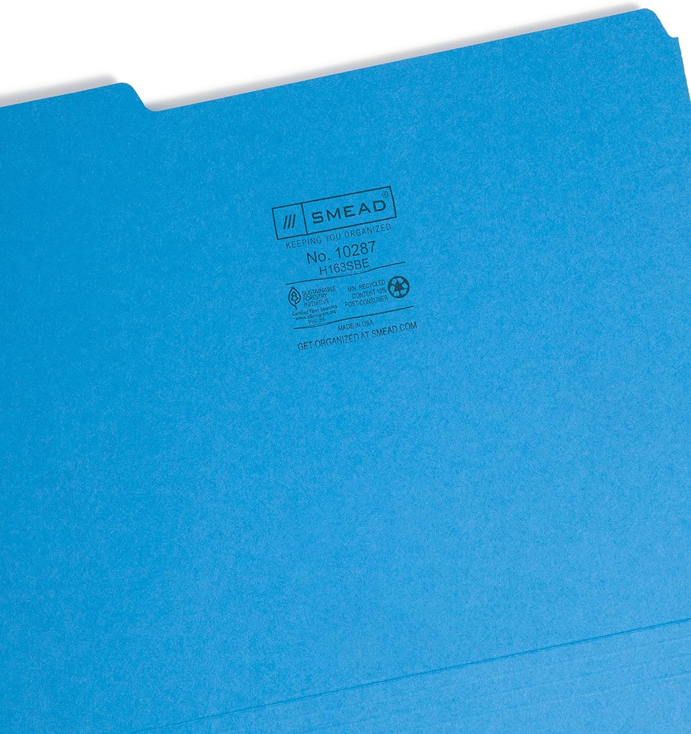 Smead Interior File Folder, 1/3-Cut Tab, Letter Size, Aqua, 100 per Box, Expandable File Folders for Filing Cabinet