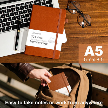 Yoment Leather Journal for Men Women, 324 Numbered Pages Thick Journals for Writing with Contents, A5 Hardcover College Ruled Journaling Notebooks for Travel, Note Taking, Diary, Green