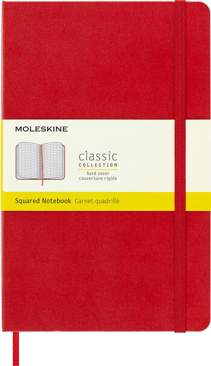 Moleskine Classic Notebook, Large, Squared, Red, Hard Cover (5 x 8.25)