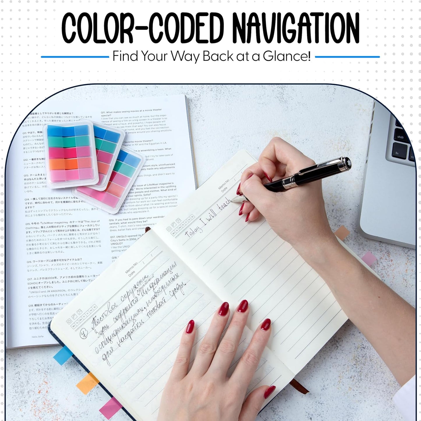 Essex Wares - 300 Pieces - Transparent Sticky Notes Tabs with Case - 5 Light Pastel Colors - 3 Cases - 1.8" x 0.4" - 60 Pieces - Pop Up Index Tabs - Book Flags for Annotating - Book Sticky Tabs