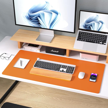 Aothia Leather Office Desk Pad Protector, Non-Slip PU Leather Desk Blotter, Waterproof Laptop Writing Mouse Pad for Office and Home, Black, 31.5" x 15.7" - Colors B