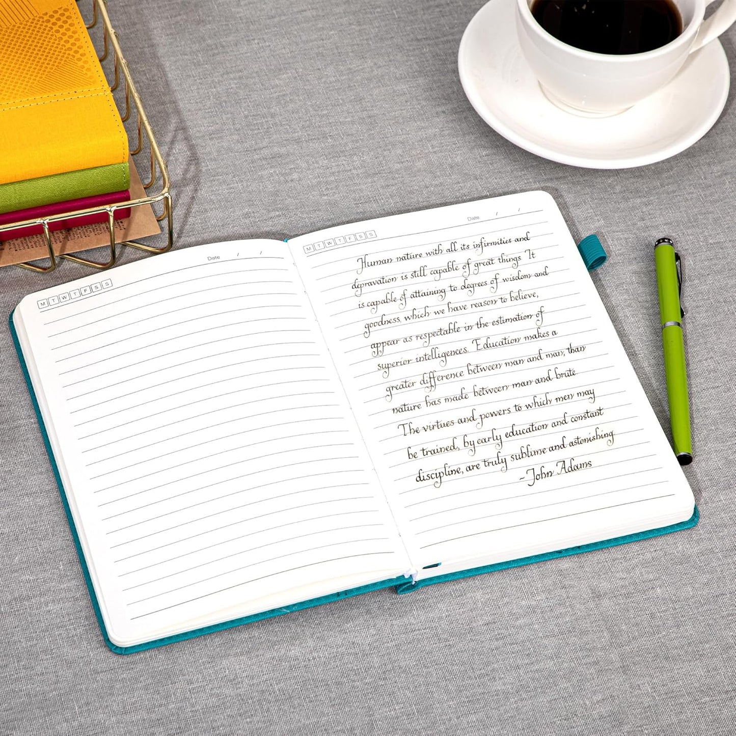 Yoment Lined Journal Notebook for Women, A5 Hardcover Leather Journal for Writing, 260 Pages 100 GSM Thick Paper, College Ruled Notebook for Work, School, Office, 5.7" x 8.3"Green
