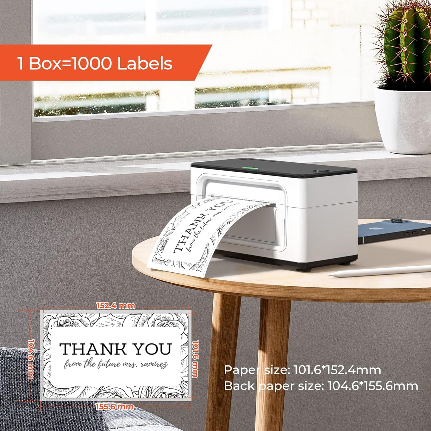 MUNBYN Thermal Direct Shipping Label (Pack of 500 4x6 Per Fanfold Labels) - Commercial Grade