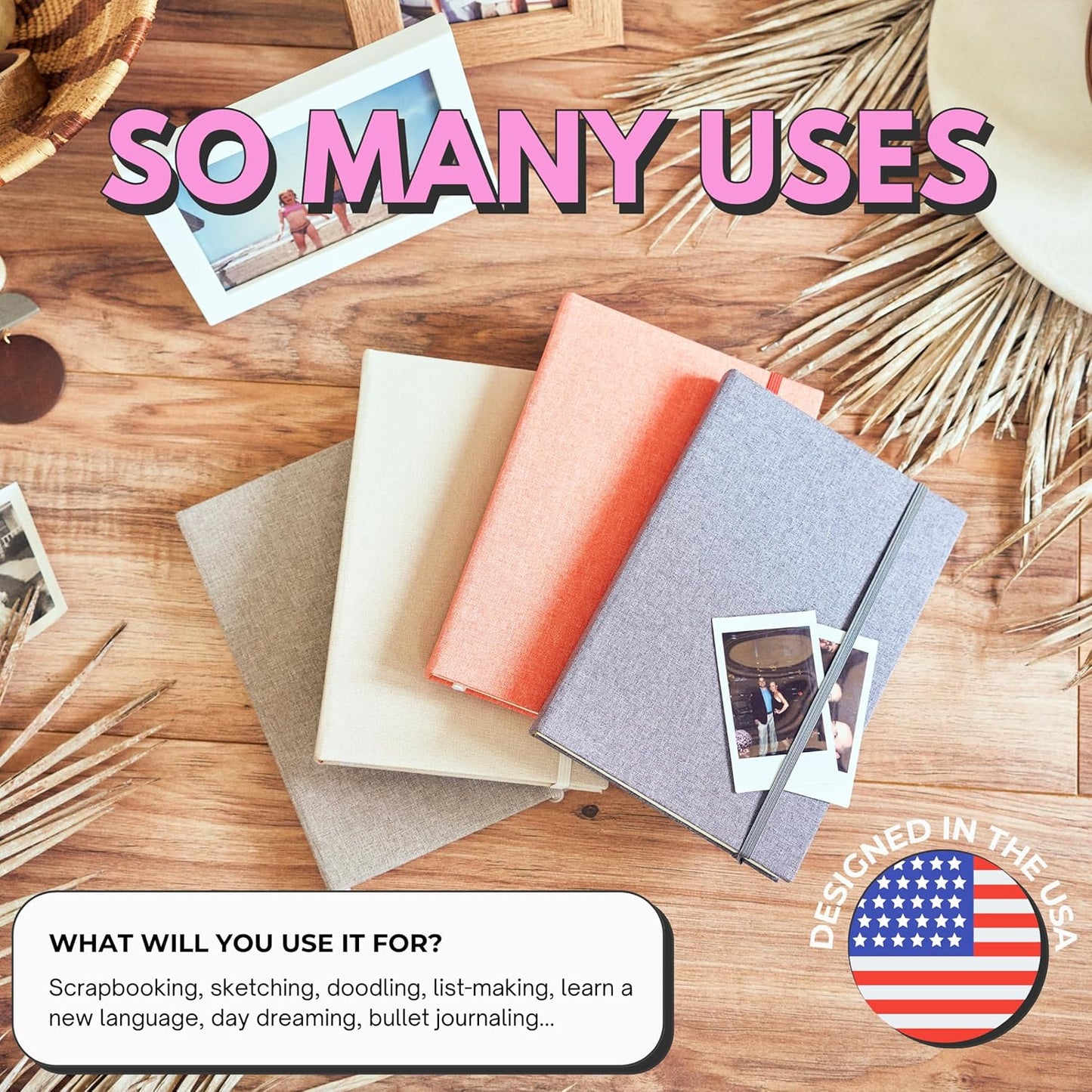Portage Blank Hardcover Aesthetic Notebook Writing Journal – Bleed-Proof Paper Notepad for Journaling, High GSM, A5 Notebook, Cream Pages - Salmon, 6 x 8.5 Inches, 224 Pages