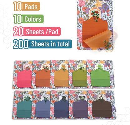 Mr. Pen- Plastic Transparent Bible Sticky Notes, 10 Pads, 200 Sheets, Botanical Design, Bible Journaling Supplies, Plastic Sticky Notes, Water Resistant, Easy Peel, Removable, Bible Study Essentials
