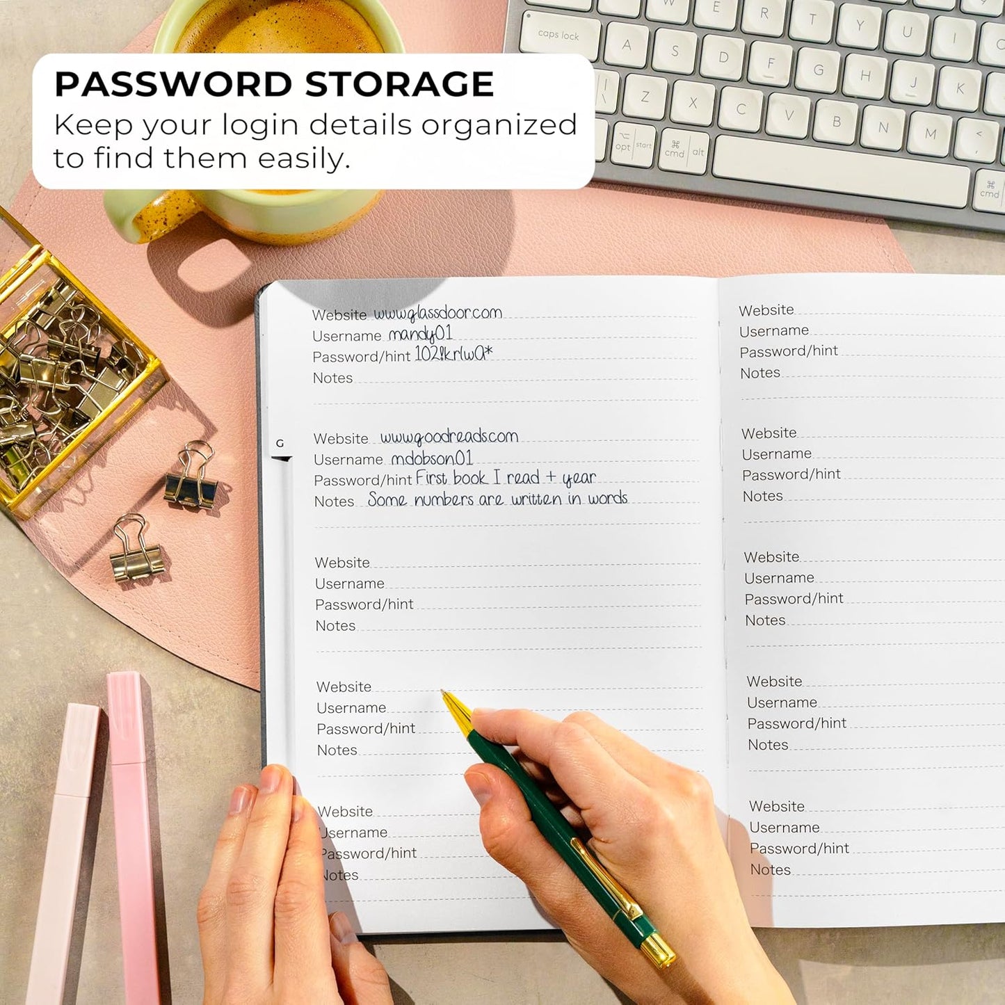 Clever Fox Password Book with alphabetical tabs. Internet Address Organizer Logbook. Small Pocket Password Keeper for Website Logins (Orange)