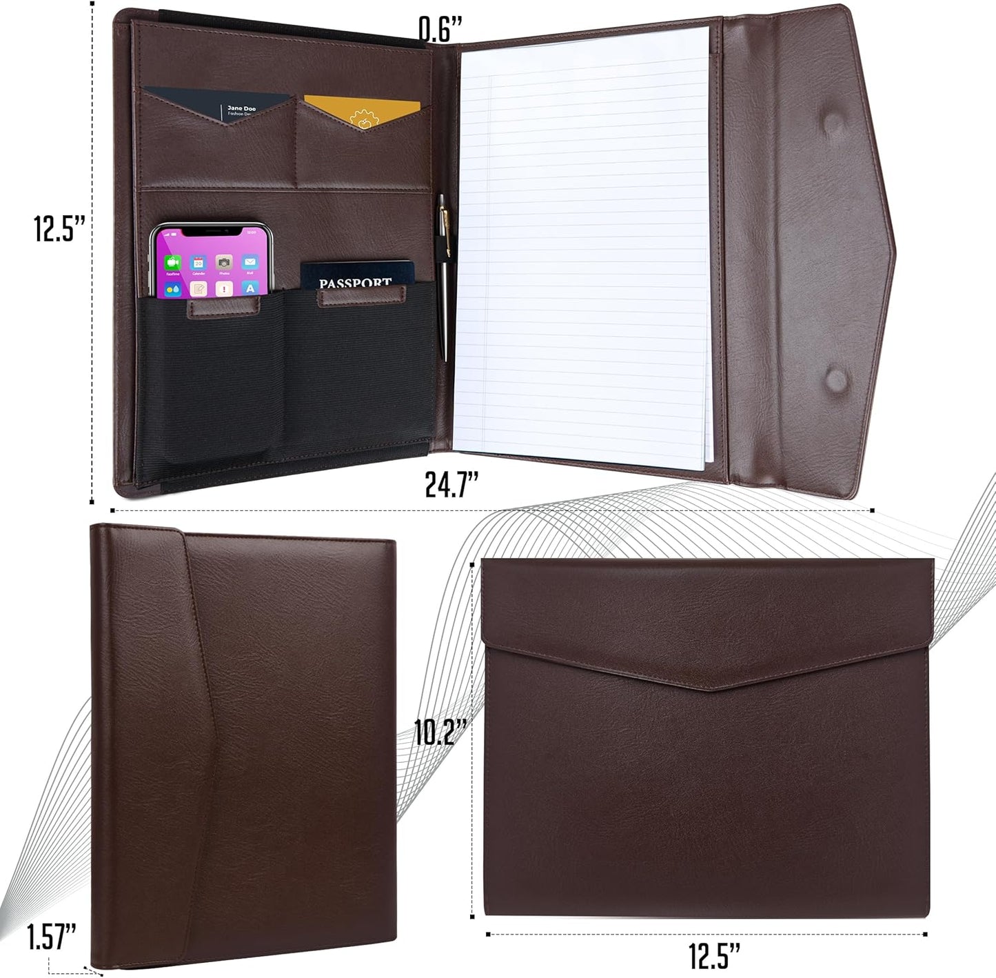 STYLIO Padfolio Folder with Removable Clipboard | Portfolio Organizer | Binder with Storage for Notebook, Notepad | Nursing Clipboard Folio, CNA Accessories for Work | Vegan Leather