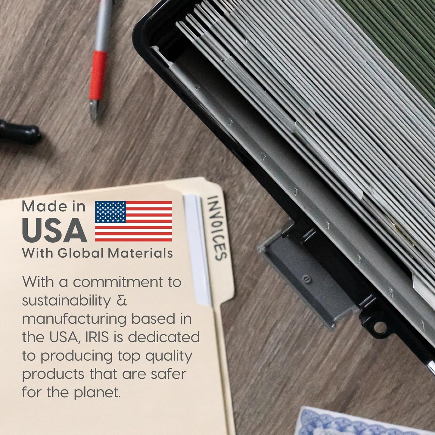 IRIS USA File Box with Lid File Organizer for Letter File w/Organizer-Lid, Plastic Mobile Filing Organizer, Water Resistant Document Box, Portable File Box with Handle, Secure Buckle, Lockable, Black